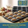 imageEfar 12Cup Muffin Pan Set of 3 Stainless Steel Cupcake Pan Tins NonToxic Metal Cupcake Tray for Baking Small Muffin Cakes Heavy Duty ampamp Regular Size Rust Free ampamp Dishwasher SafeBlack