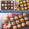 imageEfar 12Cup Muffin Pan Set of 3 Stainless Steel Cupcake Pan Tins NonToxic Metal Cupcake Tray for Baking Small Muffin Cakes Heavy Duty ampamp Regular Size Rust Free ampamp Dishwasher SafeBlack