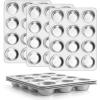 imageEfar 12Cup Muffin Pan Set of 3 Stainless Steel Cupcake Pan Tins NonToxic Metal Cupcake Tray for Baking Small Muffin Cakes Heavy Duty ampamp Regular Size Rust Free ampamp Dishwasher SafeSilver
