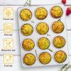 imageEfar 12Cup Muffin Pan Set of 3 Stainless Steel Cupcake Pan Tins NonToxic Metal Cupcake Tray for Baking Small Muffin Cakes Heavy Duty ampamp Regular Size Rust Free ampamp Dishwasher SafeSilver