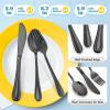 imageEfar 12Piece Kids Silverware Stainless Steel Toddler Kids Utensils Safe for PreschoolerChildren Includes 4 Forks 4 Spoons 4 Knife Slimline Adult Look ampamp Small Size Rust Free ampamp Dishwasher SafeBlack