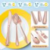 imageEfar 12Piece Kids Silverware Stainless Steel Toddler Kids Utensils Safe for PreschoolerChildren Includes 4 Forks 4 Spoons 4 Knife Slimline Adult Look ampamp Small Size Rust Free ampamp Dishwasher SafeCopper
