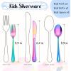 imageEfar 12Piece Kids Silverware Stainless Steel Toddler Kids Utensils Safe for PreschoolerChildren Includes 4 Forks 4 Spoons 4 Knife Slimline Adult Look ampamp Small Size Rust Free ampamp Dishwasher SafeRainbow