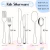 imageEfar 12Piece Kids Silverware Stainless Steel Toddler Kids Utensils Safe for PreschoolerChildren Includes 4 Forks 4 Spoons 4 Knife Slimline Adult Look ampamp Small Size Rust Free ampamp Dishwasher SafeSilver
