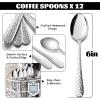 imageEfar 12Piece Small Coffee Spoons 6Inch Stainless Steel Mini Espresso Spoons for CoffeeSugarTea Hammered Design ampamp Rust Free Dishwasher SafeSilver