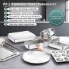 imageEfar 12Piece Stainless Steel Bakeware Sets Metal Baking Pan Set Include Round Cake Pans SquareRectangle Baking Pans with Lids Cookie Sheet LoafMuffinPizza Pan Nontoxic ampamp Dishwasher SafeStandard