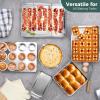 imageEfar 12Piece Stainless Steel Bakeware Sets Metal Baking Pan Set Include Round Cake Pans SquareRectangle Baking Pans with Lids Cookie Sheet LoafMuffinPizza Pan Nontoxic ampamp Dishwasher SafeStandard