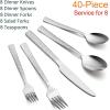 imageEfar 20Piece Hammered Silverware Set Stainless Steel Square Flatware Set Service for 4 Tableware Cutlery Set Includes Forks Spoons Knives Modern Design ampamp Mirror Finish  Dishwasher Safe40Piece for 8