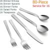 imageEfar 20Piece Hammered Silverware Set Stainless Steel Square Flatware Set Service for 4 Tableware Cutlery Set Includes Forks Spoons Knives Modern Design ampamp Mirror Finish  Dishwasher Safe80Piece for 16