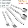 imageEfar 20Piece Hammered Silverware Set Stainless Steel Square Flatware Set Service for 4 Tableware Cutlery Set Includes Forks Spoons Knives Modern Design ampamp Mirror Finish  Dishwasher Safe50Piece for 10