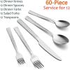 imageEfar 20Piece Hammered Silverware Set Stainless Steel Square Flatware Set Service for 4 Tableware Cutlery Set Includes Forks Spoons Knives Modern Design ampamp Mirror Finish  Dishwasher Safe60Piece for 12