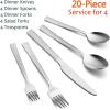 imageEfar 20Piece Hammered Silverware Set Stainless Steel Square Flatware Set Service for 4 Tableware Cutlery Set Includes Forks Spoons Knives Modern Design ampamp Mirror Finish  Dishwasher Safe20Piece for 4