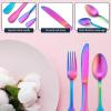 imageEfar 20Piece Matte Rainbow Silverware Set Stainless Steel Flatware Set Service for 4 Colorful Cutlery Set Include Forks Spoons and Knives for Kitchen Home Restaurant Satin Finish ampamp Widen Handle
