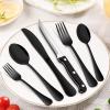 imageEfar 24Piece Black Silverware Set with Steak Knives and Organizer Tray Stainless Steel Flatware Cutlery Service for 4 Tableware Eating Utensils for Home Kitchen Mirror Polished Dishwasher Safe