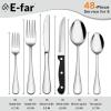 imageEfar 24Piece Silverware Set with Steak Knives Stainless Steel Flatware Cutlery Set Eating Utensils for 4 Spoons Forks Knives for Home Kitchen Simple Design ampamp Mirror Finish Dishwasher SafeSilver Mirror