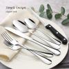 imageEfar 24Piece Silverware Set with Steak Knives Stainless Steel Flatware Cutlery Set Eating Utensils for 4 Spoons Forks Knives for Home Kitchen Simple Design ampamp Mirror Finish Dishwasher SafeSilver Mirror