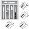 imageEfar 24Piece Silverware Set with Steak Knives and Organizer Square Stainless Steel Cutlery Flatware Set for 4 Basic Tableware Eating Utensil for Kitchen Mirror Polished ampamp Dishwasher SafeSilver