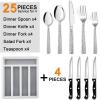 imageEfar 24Piece Silverware Set with Steak Knives and Organizer Square Stainless Steel Cutlery Flatware Set for 4 Basic Tableware Eating Utensil for Kitchen Mirror Polished ampamp Dishwasher SafeSilver