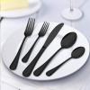 imageEfar 31Piece Silverware Set Stainless Steel Flatware Cutlery Set Service for 4 with Mesh Utensil Drawer Organizer Include ForksSpoonsKnivesSteak KnivesStraws Mirror Polish ampamp Dishwasher SafeBlack