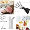 imageEfar 31Piece Silverware Set Stainless Steel Flatware Cutlery Set Service for 4 with Mesh Utensil Drawer Organizer Include ForksSpoonsKnivesSteak KnivesStraws Mirror Polish ampamp Dishwasher SafeSilver