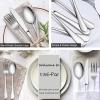 imageEfar 31Piece Silverware Set Stainless Steel Flatware Cutlery Set Service for 4 with Mesh Utensil Drawer Organizer Include ForksSpoonsKnivesSteak KnivesStraws Mirror Polish ampamp Dishwasher SafeSilver