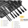 imageEfar 31Piece Silverware Set Stainless Steel Flatware Cutlery Set Service for 4 with Mesh Utensil Drawer Organizer Include ForksSpoonsKnivesSteak KnivesStraws Mirror Polish ampamp Dishwasher SafeBlack