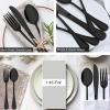 imageEfar 31Piece Silverware Set Stainless Steel Flatware Cutlery Set Service for 4 with Mesh Utensil Drawer Organizer Include ForksSpoonsKnivesSteak KnivesStraws Mirror Polish ampamp Dishwasher SafeBlack