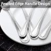 imageEfar 48Piece Silverware Set with Steak Knives Stainless Steel Flatware Cutlery Service for 8 Pearled Edge Tableware Eating Utensils for HomeRestaurantKitchen Mirror Polished Dishwasher Safe