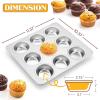 imageEfar 9Cup Muffin Pan Set of 2 Stainless Steel Muffin Pan Tin for Baking Metal Cupcake Pan Tray Nontoxic ampamp Healthy Oven ampamp Dishwasher Safe Regular Size  1137 x 1037 x 1 Inch