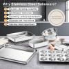 imageEfar 9Piece Baking Pan Set Stainless Steel Bakeware Sets for Sheet Cake Cookie Loaf Muffin Include Baking Sheet Round Square Rectangle Baking Pan ampamp Cooling Rack Dishwasher Safe9 Pieces Set