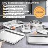 imageEfar 9Piece Baking Pan Set Stainless Steel Bakeware Sets for Sheet Cake Cookie Loaf Muffin Include Baking Sheet Round Square Rectangle Baking Pan ampamp Cooling Rack Dishwasher Safe6 Pieces Set