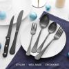 imageEfar Black Silverware Set with Organizer 49Piece Stainless Steel Flatware Cutlery Set for 8 with Tray and Steak Knives Kitchen Metal Eating Utensils Tableware Sets Mirror Polished ampamp Rust ProofMatte Black