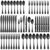imageEfar Black Silverware Set with Organizer 49Piece Stainless Steel Flatware Cutlery Set for 8 with Tray and Steak Knives Kitchen Metal Eating Utensils Tableware Sets Mirror Polished ampamp Rust ProofMatte Black