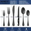 imageEfar Black Silverware Set with Organizer 49Piece Stainless Steel Flatware Cutlery Set for 8 with Tray and Steak Knives Kitchen Metal Eating Utensils Tableware Sets Mirror Polished ampamp Rust ProofMatte Black