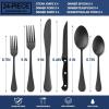 imageEfar Black Silverware Set with Organizer 49Piece Stainless Steel Flatware Cutlery Set for 8 with Tray and Steak Knives Kitchen Metal Eating Utensils Tableware Sets Mirror Polished ampamp Rust ProofMatte Black