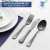 imageEfar Black Silverware Set with Organizer 49Piece Stainless Steel Flatware Cutlery Set for 8 with Tray and Steak Knives Kitchen Metal Eating Utensils Tableware Sets Mirror Polished ampamp Rust ProofMatte Black