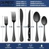 imageEfar Black Silverware Set with Organizer 49Piece Stainless Steel Flatware Cutlery Set for 8 with Tray and Steak Knives Kitchen Metal Eating Utensils Tableware Sets Mirror Polished ampamp Rust ProofBlack