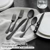 imageEfar Black Silverware Set with Organizer 49Piece Stainless Steel Flatware Cutlery Set for 8 with Tray and Steak Knives Kitchen Metal Eating Utensils Tableware Sets Mirror Polished ampamp Rust ProofBlack