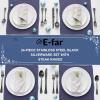 imageEfar Black Silverware Set with Organizer 49Piece Stainless Steel Flatware Cutlery Set for 8 with Tray and Steak Knives Kitchen Metal Eating Utensils Tableware Sets Mirror Polished ampamp Rust ProofMatte Black