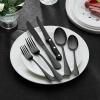 imageEfar Black Silverware Set with Organizer 49Piece Stainless Steel Flatware Cutlery Set for 8 with Tray and Steak Knives Kitchen Metal Eating Utensils Tableware Sets Mirror Polished ampamp Rust ProofBlack