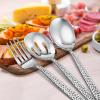 imageEfar Hammered Serving Utensils 5Piece Stainless Steel Square Hostess Serving Set for Buffet Party Kitchen Restaurant Mirror Finished ampamp Dishwasher Safe4Piece Serving Spoons Set