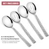 imageEfar Hammered Serving Utensils 5Piece Stainless Steel Square Hostess Serving Set for Buffet Party Kitchen Restaurant Mirror Finished ampamp Dishwasher Safe4Piece Serving Spoons Set