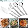 imageEfar Hammered Serving Utensils 5Piece Stainless Steel Square Hostess Serving Set for Buffet Party Kitchen Restaurant Mirror Finished ampamp Dishwasher Safe5Piece Serving Utensils Set