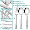 imageEfar Hammered Serving Utensils Set of 6 Stainless Steel 87 Inch Square Hostess Serving Set Metal Serving Spoon Slotted Spoons Forks for Party Buffet Catering Mirror Finished ampamp Dishwasher SafeHammered