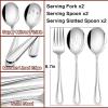 imageEfar Hammered Serving Utensils Set of 6 Stainless Steel 87 Inch Square Hostess Serving Set Metal Serving Spoon Slotted Spoons Forks for Party Buffet Catering Mirror Finished ampamp Dishwasher SafeLine
