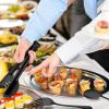 imageEfar Large Serving Utensils Set of 10 Black Stainless Steel Serving Spoon Slotted Spoon Fork Tong Cake Server and Butter Knife for Party Buffet Banquet Kitchen Mirror PolishedBlack