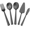 imageEfar Matte Black Serving Utensil Set of 5 Metal Catering Set Stainless Steel Square Edge Hostess Set for Buffet Party Kitchen Restaurant Nontoxic ampamp Dishwasher SafeMatte Black