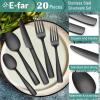 imageEfar Matte Silverware Set for 4 20 Pieces Stainless Steel Flatware Eating Utensils Set for Home Kitchen Restaurant Metal Forks Spoons and Knives with Square Handle Dishwasher SafeMatte Black