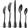 imageEfar Matte Silverware Set for 4 20 Pieces Stainless Steel Flatware Eating Utensils Set for Home Kitchen Restaurant Metal Forks Spoons and Knives with Square Handle Dishwasher SafeMatte Black
