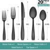 imageEfar Matte Silverware Set for 4 20 Pieces Stainless Steel Flatware Eating Utensils Set for Home Kitchen Restaurant Metal Forks Spoons and Knives with Square Handle Dishwasher SafeMatte Black